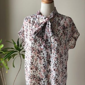 LOFT Ann Taylor Cap-Sleeved Print Blouse